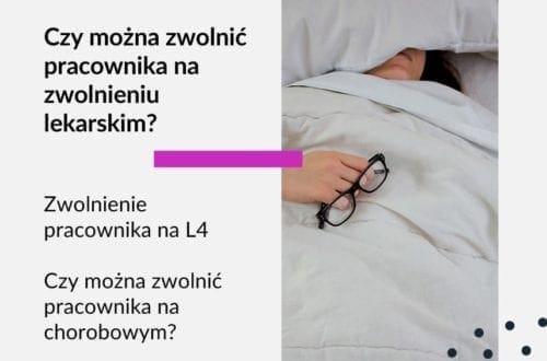 Tekst na grafice: Adwokat Kobiet. Czy można zwolnić pracownika na zwolnieniu lekarskim? Zwolnienie pracownika na L4. Czy można zwolnić pracownika na chorobowym? Na zdjęciu osoba leżąca w łóżku, pod kołdrą.