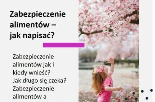 Grafika do artykułu na blogu adwokat Adwokat Kobiet Aleksandry Wejdelek-Bziuk o tytule: Zabezpieczenie alimentów - jak napisać? tekst na grafice: Zabezpieczenie alimentów jak i kiedy wnieść? Jak długo się czeka? Zabezpieczenie alimentów a alimenty – różnice?